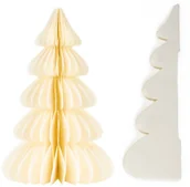 Ozdoby bożonarodzeniowe - Dekoracja świąteczna Springos Papierowa choinka 18 cm ozdoba świąteczna dekoracja 3D z magnesem ecru uniwersalna - miniaturka - grafika 1