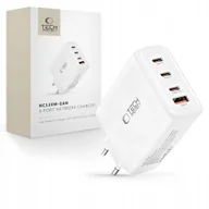 Ładowarki do telefonów - TECH-PROTECT NC120W-GAN 4-PORT NETWORK CHARGER PD 120W / QC3.0 WHITE - miniaturka - grafika 1
