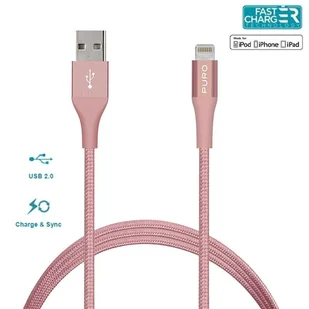 PURO Braided Cable - Kabel MFi z Lightning + klips + Aluminum Connector 1m (Rose Gold) 10_7542 - Kable USB - miniaturka - grafika 3