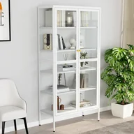 Witryny - shumee Witryna biała 90x40x180 cm stal i hartowane szkło - miniaturka - grafika 1