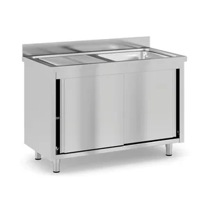 Stół do mycia ze stali nierdzewnej z szafką, 1 zlewozmywak, 1200 x 600 x 850 mm - Stoły gastronomiczne - miniaturka - grafika 1