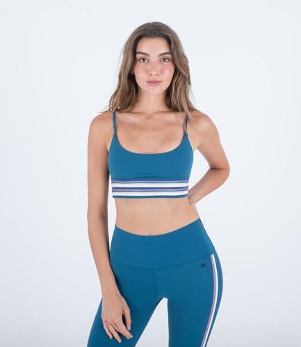 Hurley Sportowy top damski - boczne paski turkusowy