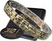 Bransolety męskie - ZŁOTA ZDROWOTNA BRANSOLETA BRANSOLETKA MĘSKA MAGNETYCZNA MOCNE MAGNESY - miniaturka - grafika 1