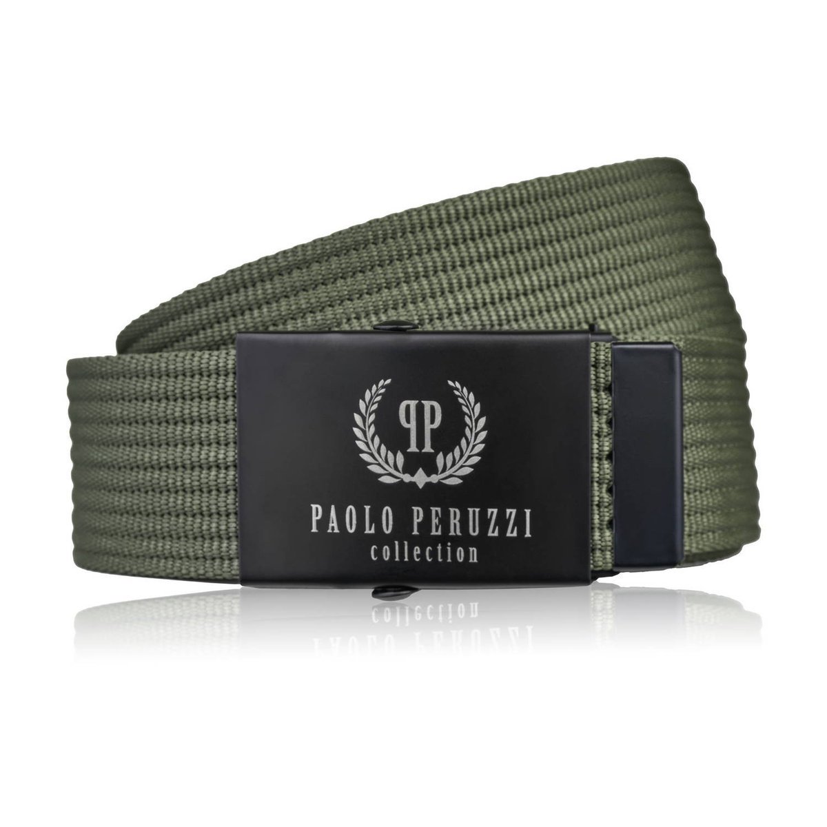 Pasek do spodni męski 105 cm pasek parciany z klamrą ciemnozielony PW-29-105