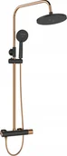 Zestawy prysznicowe - Shower system INVENA MOONLIGHT: rain and hand shower, mixer, black with gold details - miniaturka - grafika 1