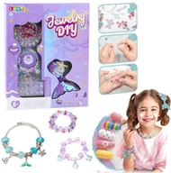 Prace ręczne dla dzieci - Zestaw Piękności Biżuteria Bransoletka Koraliki Spinka Syreni Ogon 48el LEAN Toys - miniaturka - grafika 1