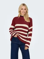 Swetry damskie - ONLY Sweter w kolorze czerwono-kremowym - miniaturka - grafika 1