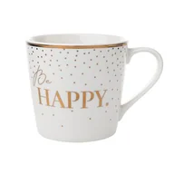 Kubki - Kubek Gold Happy 400 ml biały - miniaturka - grafika 1
