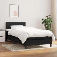 Łóżka - vidaXL Łóżko kontynentalne z materacem, czarne, tkanina, 90x200 cm - miniaturka - grafika 1