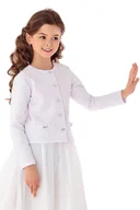 Moda i Uroda OUTLET - Biały żakiet bolerko komunijne dla dziewczynki do komunii komunia zakiet553-098 - miniaturka - grafika 1