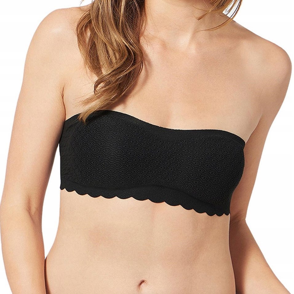 Biustonosz Sloggi Zero Feel Lace Bandeau XS Czarna Opaska Bezszwowa