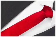 Krawaty i muchy męskie - CZERWONY Wąski 6cm Śledż Gładki Krawat Męski gs81 - miniaturka - grafika 1