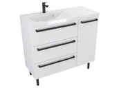 Szafki łazienkowe - Szafka Stojąca Z Umywalką ATH 90 cm D Lewa - Biały Mat - Uchwyty Czarne Matowe - miniaturka - grafika 1