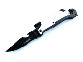 Noże - NÓŻ SKŁADANY RATOWNICZY Z LATARKĄ,KRZESIWEM, ZBIJAKIEM DO SZYB - miniaturka - grafika 1