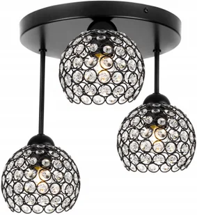 Lampa Wisząca Sufitowa Glamour Potrójna Żyrandol Plafon Kryształki - Lampy sufitowe - miniaturka - grafika 1