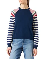 Swetry damskie - Desigual Sweter damski JERS_epshody Front Plai, niebieski, XS - miniaturka - grafika 1