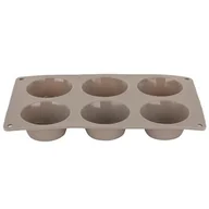 Formy do ciast - Forma silikonowa do 6 muffinek Anide 31,7 x 16,5 x 3 cm okrągła beżowy - miniaturka - grafika 1
