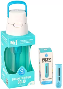 Butelka filtrująca Solid Turkusowa 0,5L + 2x filtr wkład węglowy do butelki - Butelki filtrujące - miniaturka - grafika 1