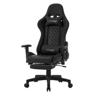 Fotele gamingowe - Fotel gamingowy z wysuwanym podnóżkiem i podłokietnikiem 2D czarny z imitacji skóry ML-Design - miniaturka - grafika 1