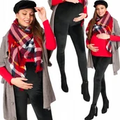 Spodnie ciążowe - Legginsy Ciążowe Getry Dobrze Kryjące Długie Welur - miniaturka - grafika 1