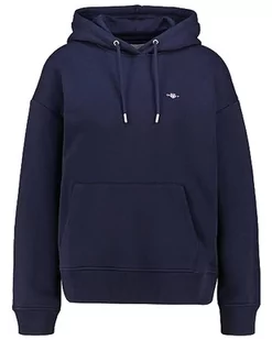 GANT Damska bluza z kapturem Rel Shield, niebieski (Evening Blue), XXL - Bluzy damskie - miniaturka - grafika 1