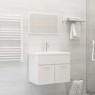Meble łazienkowe - vidaXL vidaXL 2-cz. zestaw mebli łazienkowych, wysoki połysk, biały, płyta - miniaturka - grafika 1