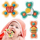 Zabawki do kąpieli - 3X Fidget spinner ZABAWKA DO KĄPIELI sensoryczna z przyssawką GRZECHOTKA B001 - miniaturka - grafika 1