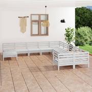 Meble ogrodowe - vidaXL 11-cz zestaw wypoczynkowy do ogrodu biały drewno sosnowe 3083315 - miniaturka - grafika 1