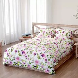 Spod Igły I Nitki Pościel bawełniana 220x200 Mansion pudrowa różowa zielona kwiaty róże Bawełna 3 - Pościel - miniaturka - grafika 1