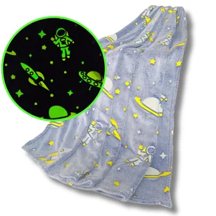 Koc świecący w ciemności FLUO 150x200 Mały astronauta - Koce i narzuty dla dzieci - miniaturka - grafika 1