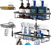 Półki łazienkowe - Vilde Półka pod prysznic metalowa czarna 4 szt. - miniaturka - grafika 1