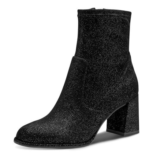 Tamaris Damen Boot Heel 1-25057-43, damskie botki, Black Struct, 41 EU, Black Struct, 41 EU