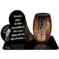 Lampiony i znicze - SOLARNY ZNICZ LED AŻUROWY PODSTAWKA STATUETKA NA CMENTARZ GRÓB DUŻA SERCE - miniaturka - grafika 1