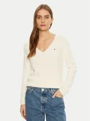 Swetry damskie - Tommy Hilfiger Sweter WW0WW44452 Écru Regular Fit - miniaturka - grafika 1