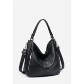 Torebki damskie - Stylowa Pojemna Torebka Czarna Torba Damska Shopperka LUIGISANTO A4 - miniaturka - grafika 1