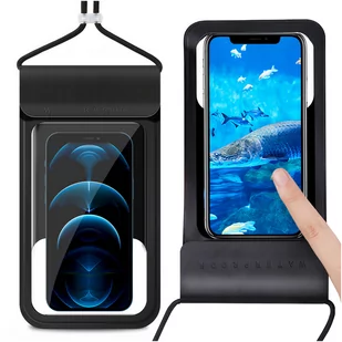 Etui saszetka TWC1 wodoodporne wodoszczelne pokrowiec na telefon 6.8" IPX8 30M przezroczyste okienko Czarne - Etui i futerały do telefonów - miniaturka - grafika 2