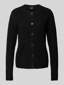 Swetry damskie - Kurtka z dzianiny o kroju regular fit z mieszanki wełny z prążkowanymi wykończeniami model ‘NEMESIO’ - miniaturka - grafika 1