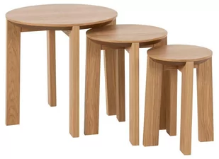Okrągłe stoliki w dekorze dębu zestaw 3 szt. ø 50 cm Maxime – Actona - Ławy i stoliki kawowe - miniaturka - grafika 1
