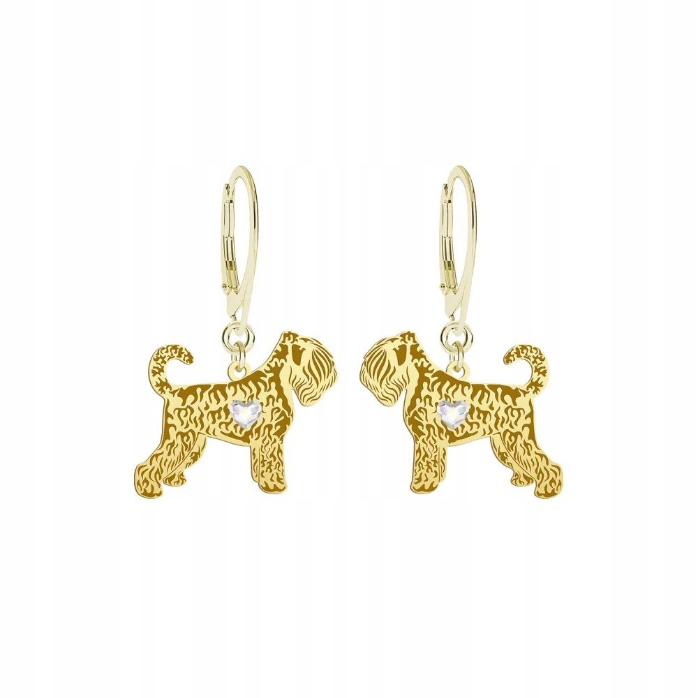 Kolczyki Złote z psem Czarny Terier Rosyjski 925 GRAWER DEDYKACJA GRATIS