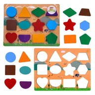 Puzzle - Nauka kształtów EKO PUZZLE DREWNIANE sorter UKŁADANKA DREWNIANA 30 x 23 cm - miniaturka - grafika 1