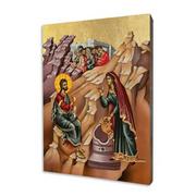 Ikony i obrazy sakralne - Ikona religijna-Jezus i Samarytanka - miniaturka - grafika 1
