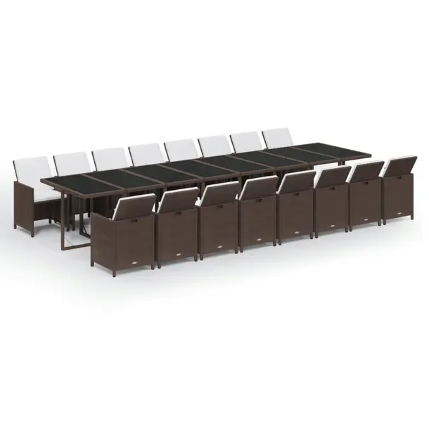 Zestaw ogrodowy polirattanowy 443x107x74 cm, brązowo-czarny