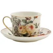 Filiżanki - Marco Polo SJ Filiżanka Do Kawy I Herbaty Porcelanowa Ze Spodkiem Duża Kremowa Róża Biała 420 Ml - miniaturka - grafika 1