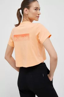Koszulki sportowe damskie - Columbia t-shirt bawełniany kolor pomarańczowy - grafika 1