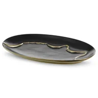 Tace i patery - Patera Ceramiczna Ebru 35X20X3 Czarna + Złota - miniaturka - grafika 1