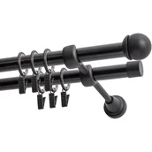 Karnisze - Karnisz DECASTYL Galka Max z kółkami Podwójny 480 cm Czarny - miniaturka - grafika 1