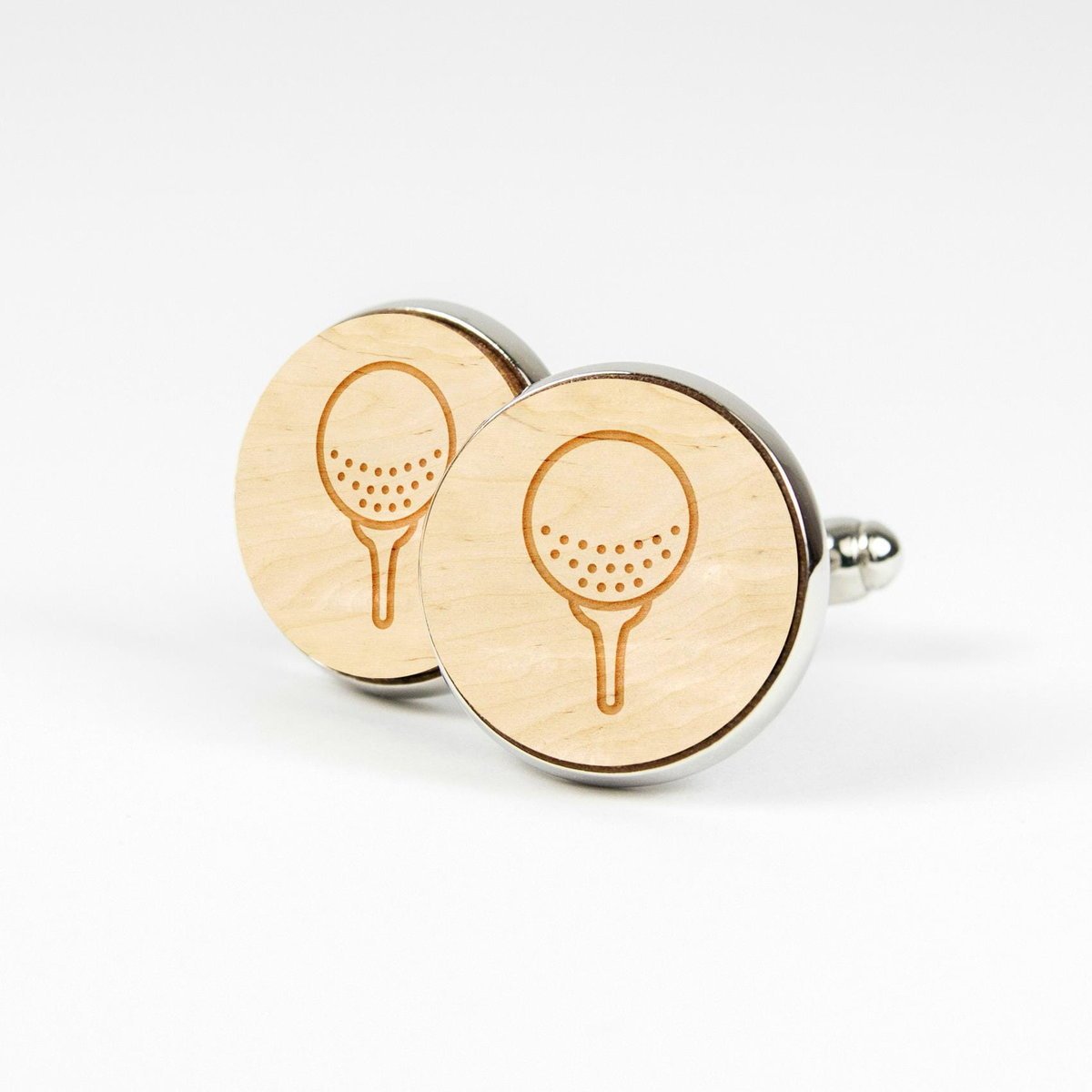 Spinki do mankietów drewniane - Piłeczka golfowa