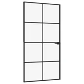Dekoratorstwo - vidaXL Drzwi wewnętrzne, czarne, 102x201,5 cm, szkło i aluminium - miniaturka - grafika 1