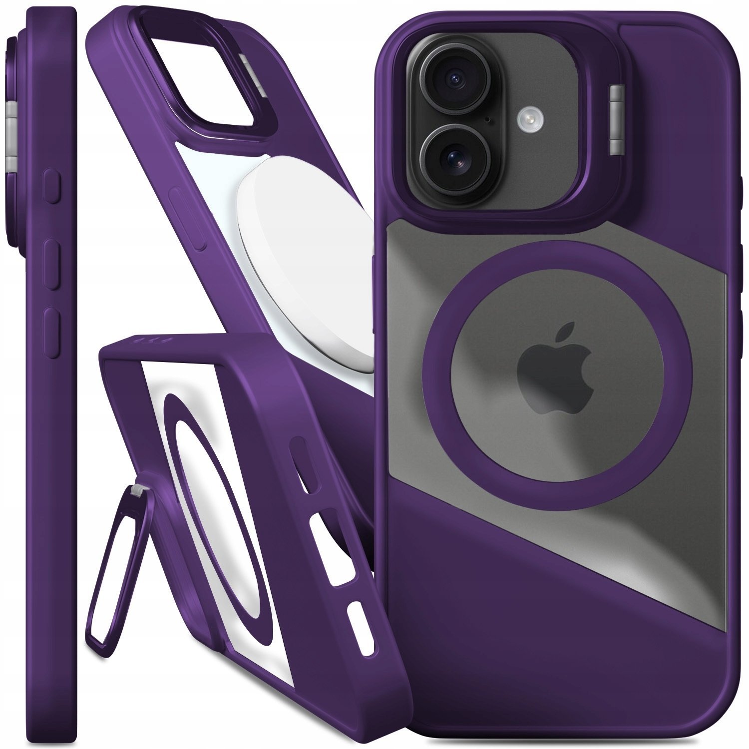 Etui Do Magsafe Do Apple iPhone 17 Fusion, Fioletowe, Clear, Podstawka