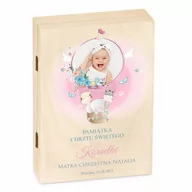 Pamiątka Chrztu Świętego - Sztućce dla dzieci zestaw w drewnianym etui z nadrukiem - miniaturka - grafika 1